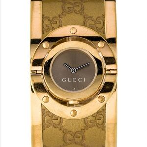 Gucci Gold Timepiece with Brown Face